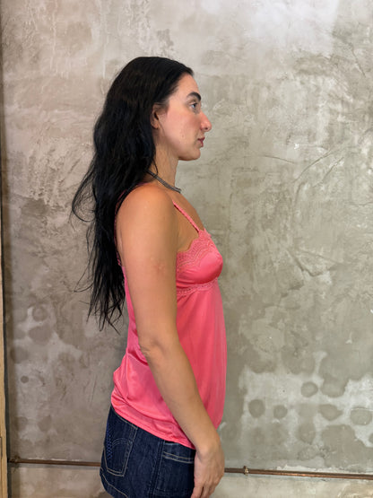 Salmon Satin Lace Camisole Top