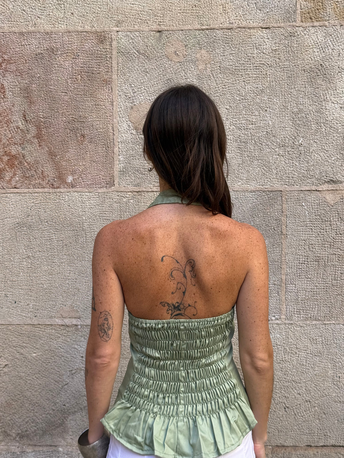 Vintage Rework Green Halter Top