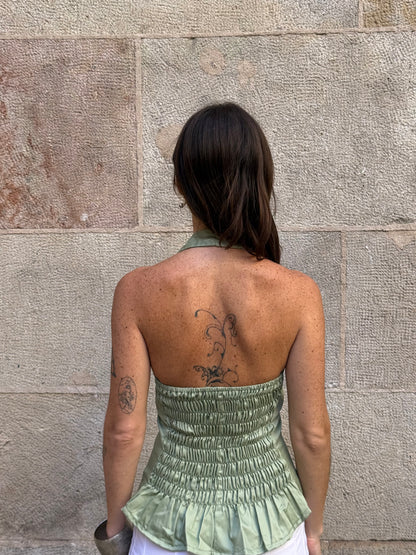 Vintage Rework Green Halter Top
