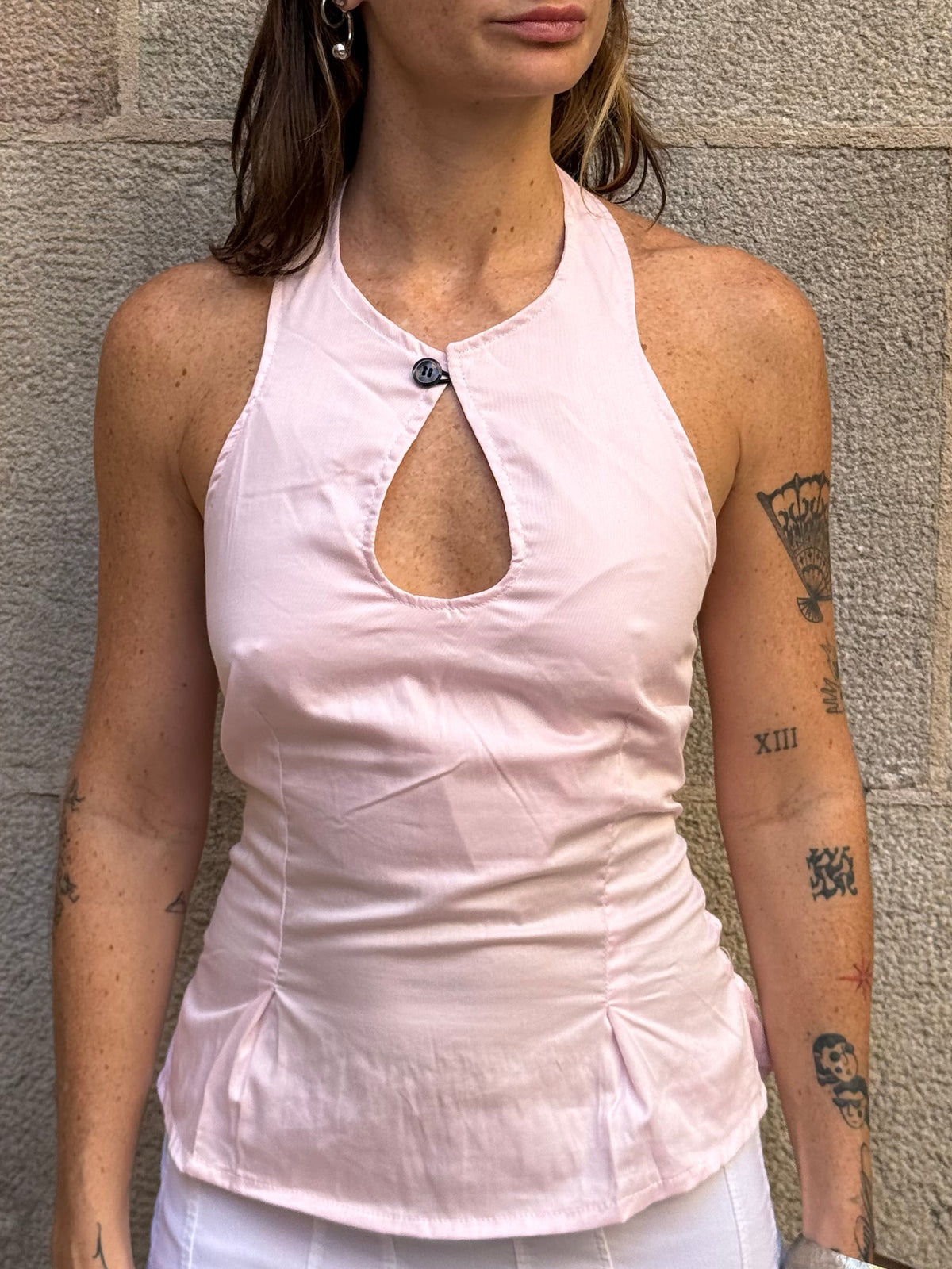 Vintage Rework Pink Halter Top