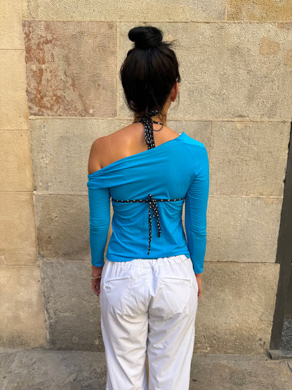 Sheer Blue Long Sleeve Top