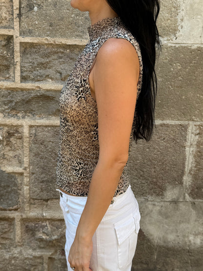 Oceanic Mesh Mock Neck Top