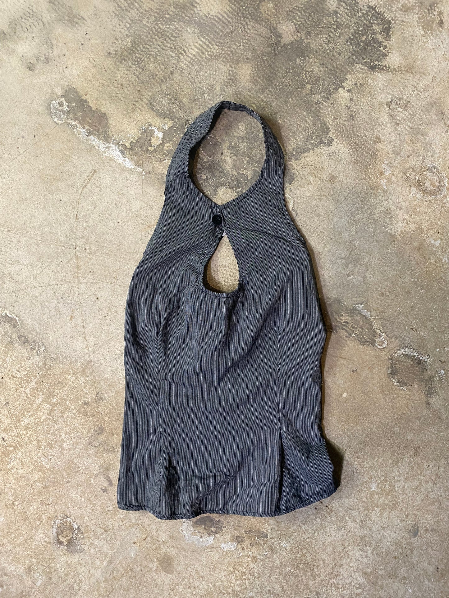 Reworked Shirt Halter Top – Structured Button Front