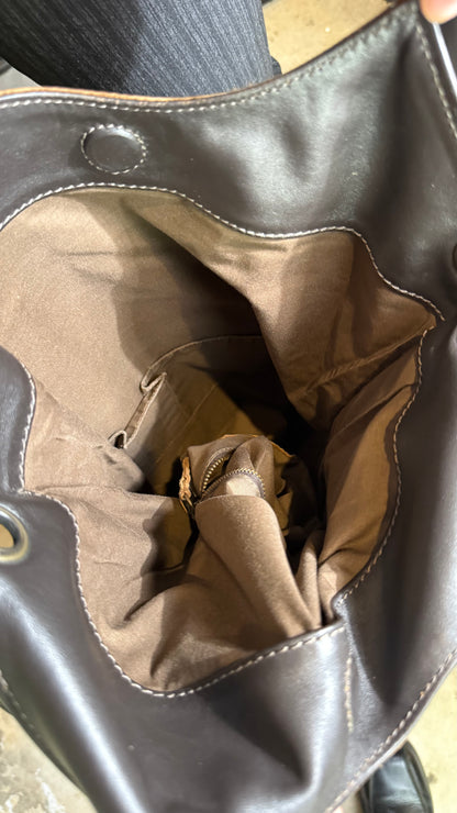 Vintage Black Leather Convertible Maxi Bag
