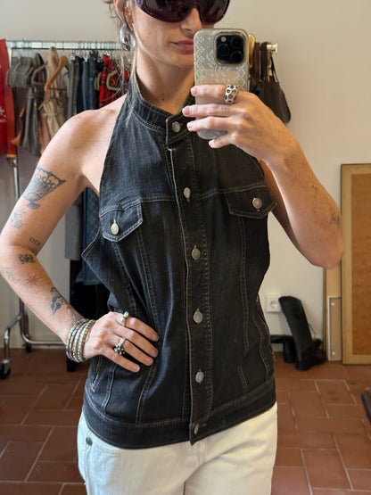 Vintage Rework Denim Halter Top