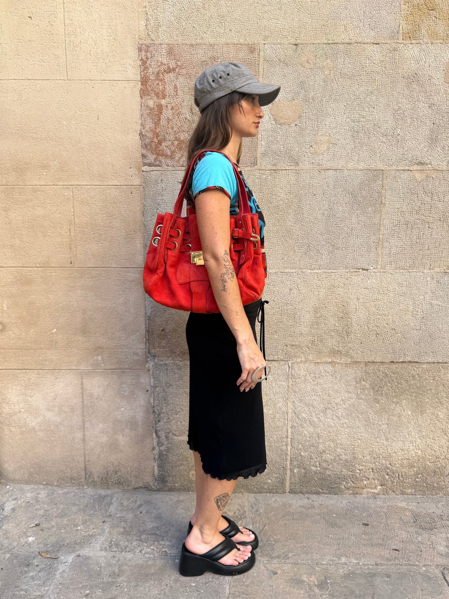 Jimmy Choo Red Suede Shoulder Bag
