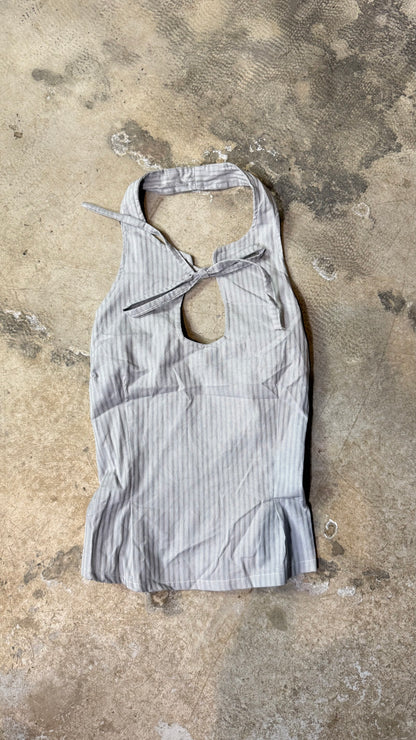 Reworked Shirt Halter Top – Soft Tie Front