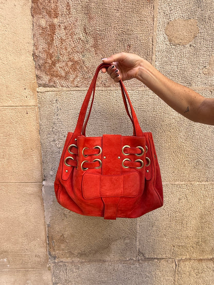 Jimmy Choo Red Suede Shoulder Bag