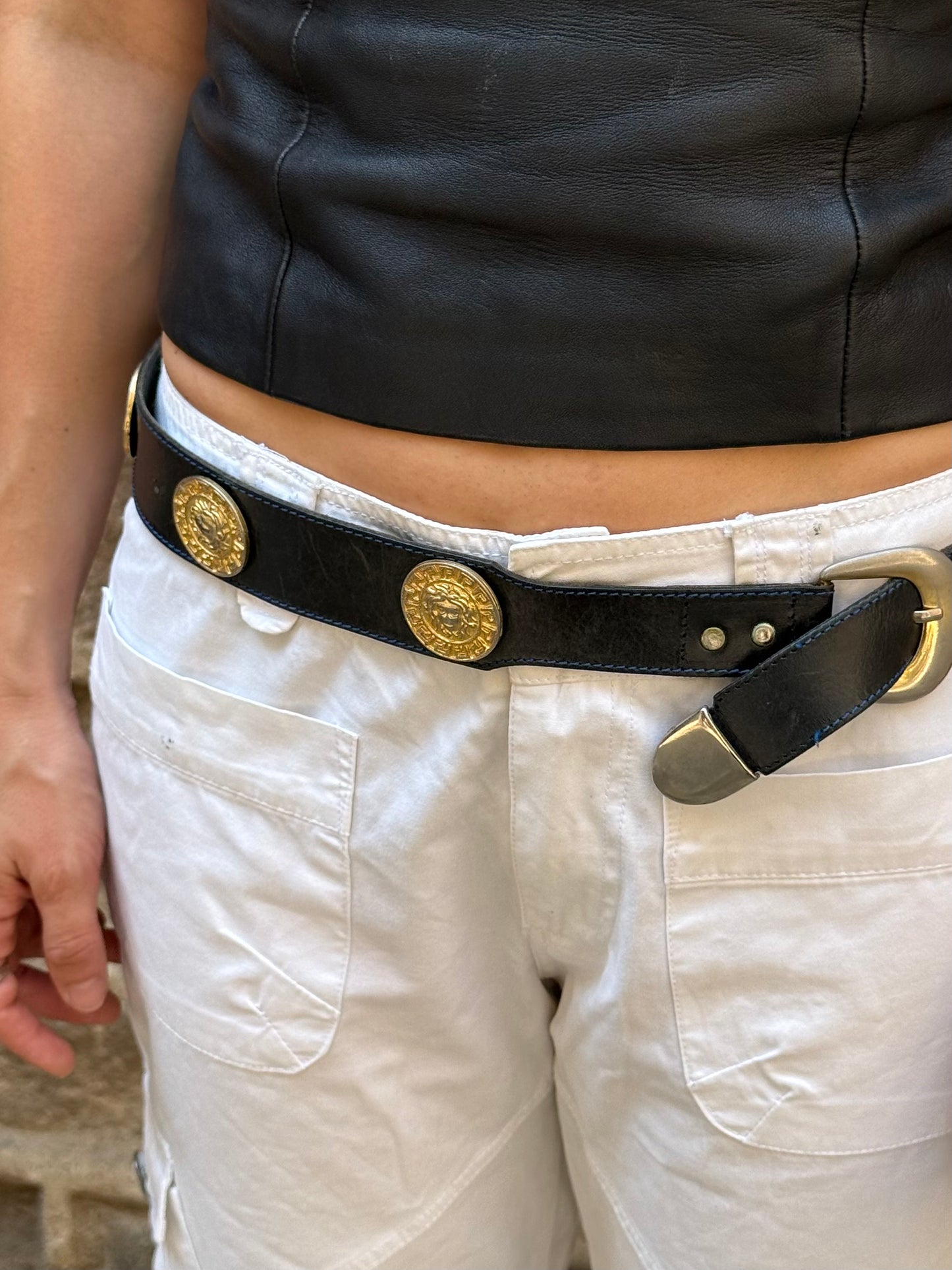 Vintage Versace Medusa Leather Belt