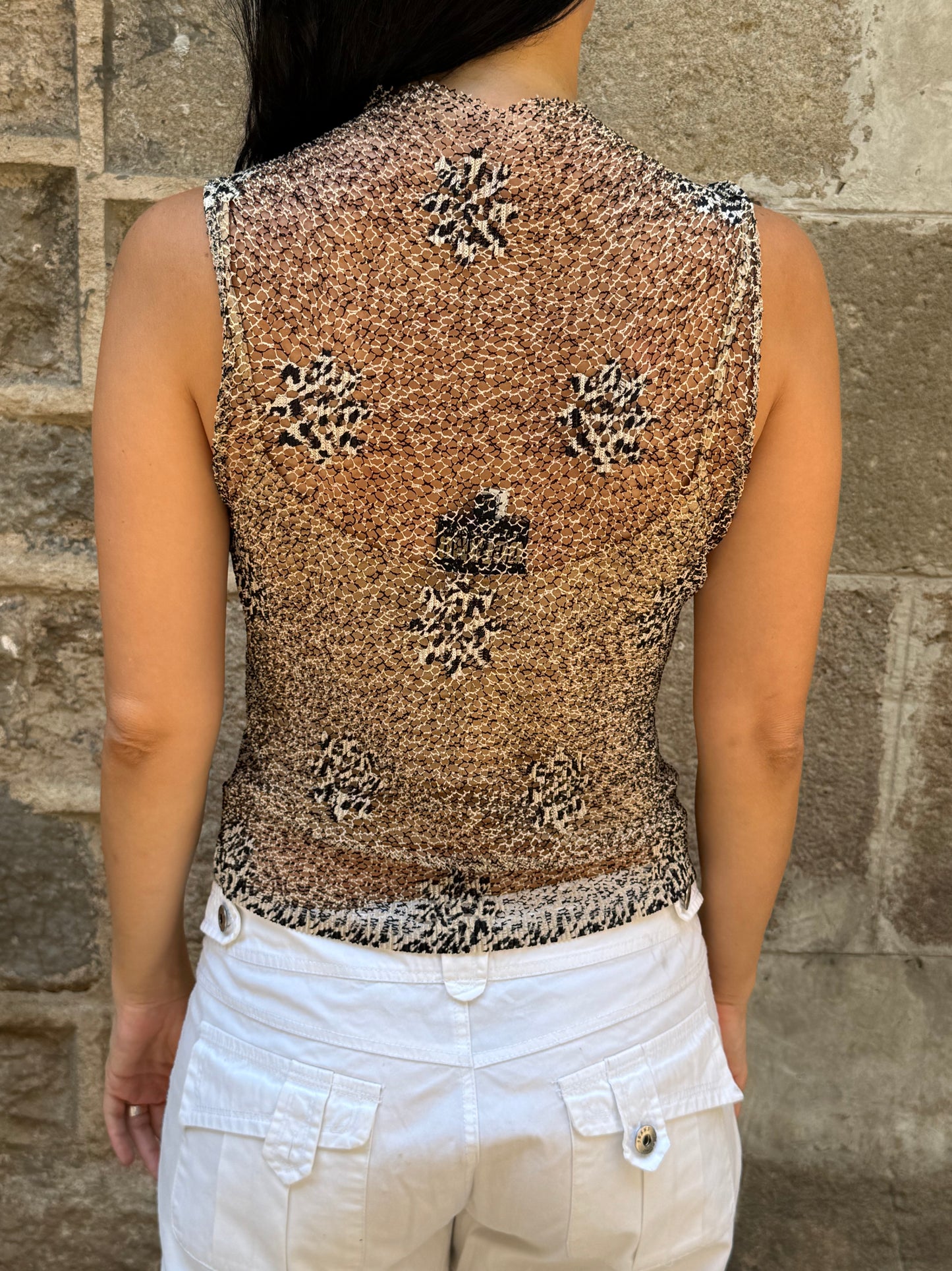 Oceanic Mesh Mock Neck Top