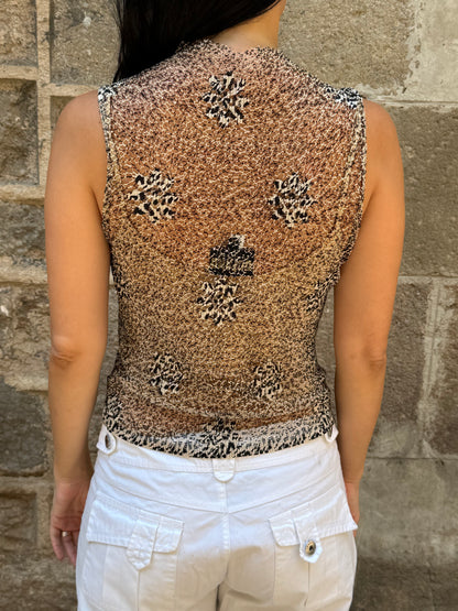 Oceanic Mesh Mock Neck Top