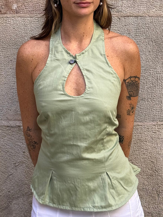 Vintage Rework Green Halter Top