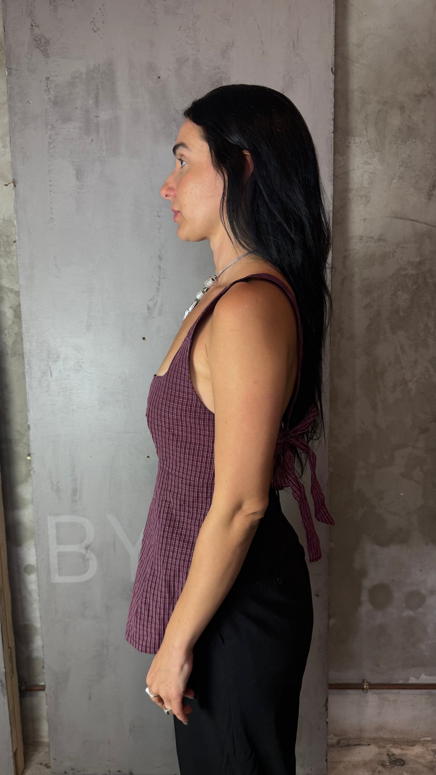 Reworked Shirt Top – Square Neck Tie Back
