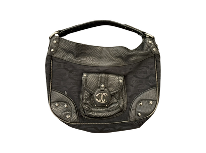 Just Cavalli Monogram Shoulder Bag with Studded Leather Details