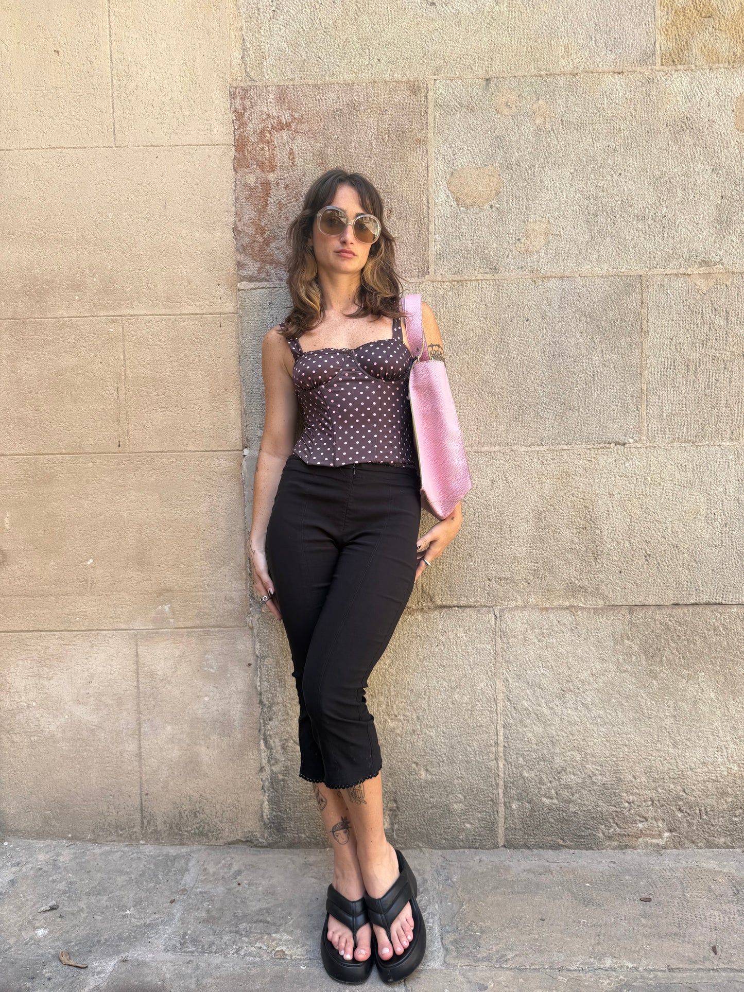 Pink Faux Leather Tote Bag