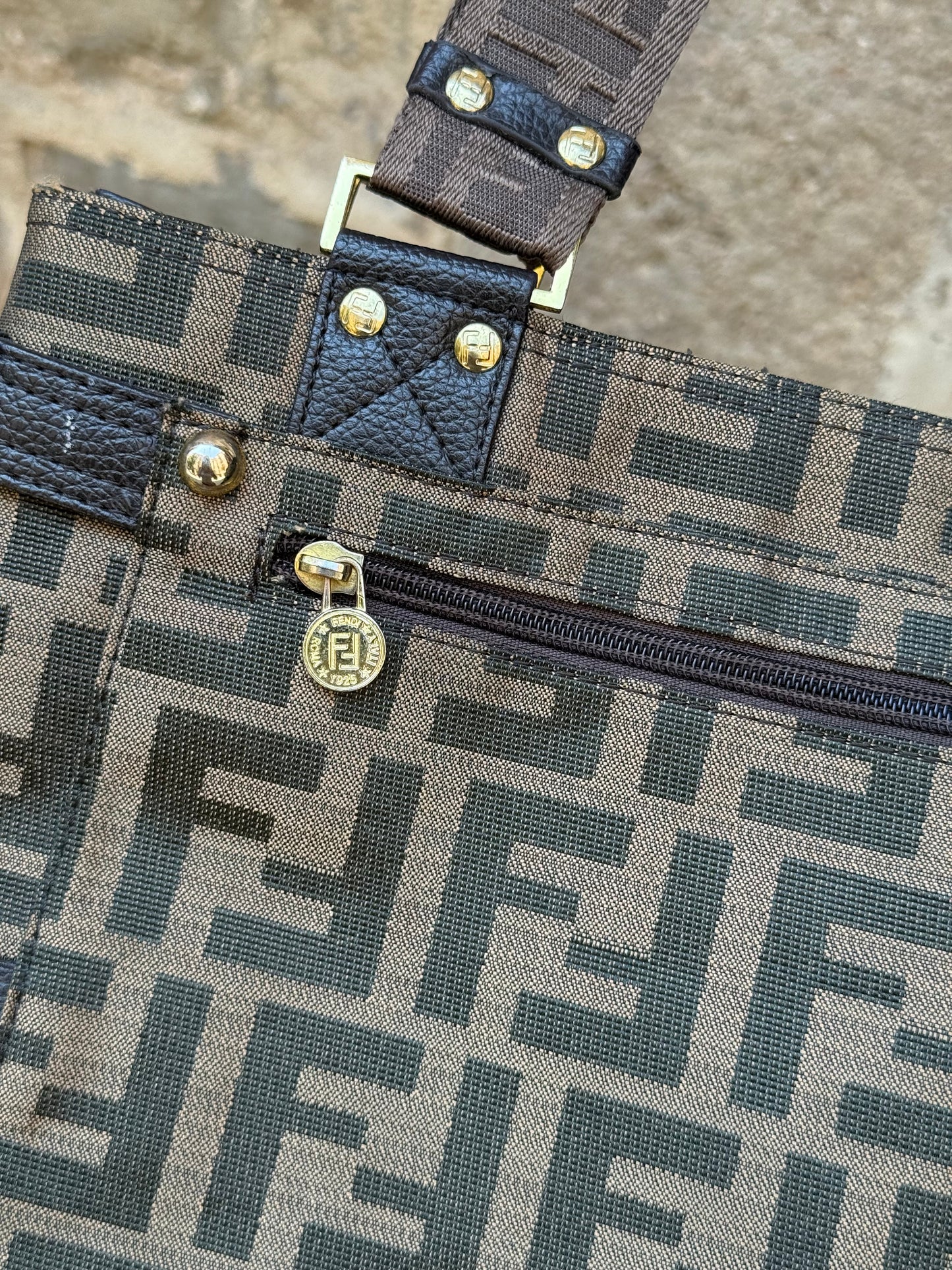 Vintage Fendi Zucca Canvas Tote Bag