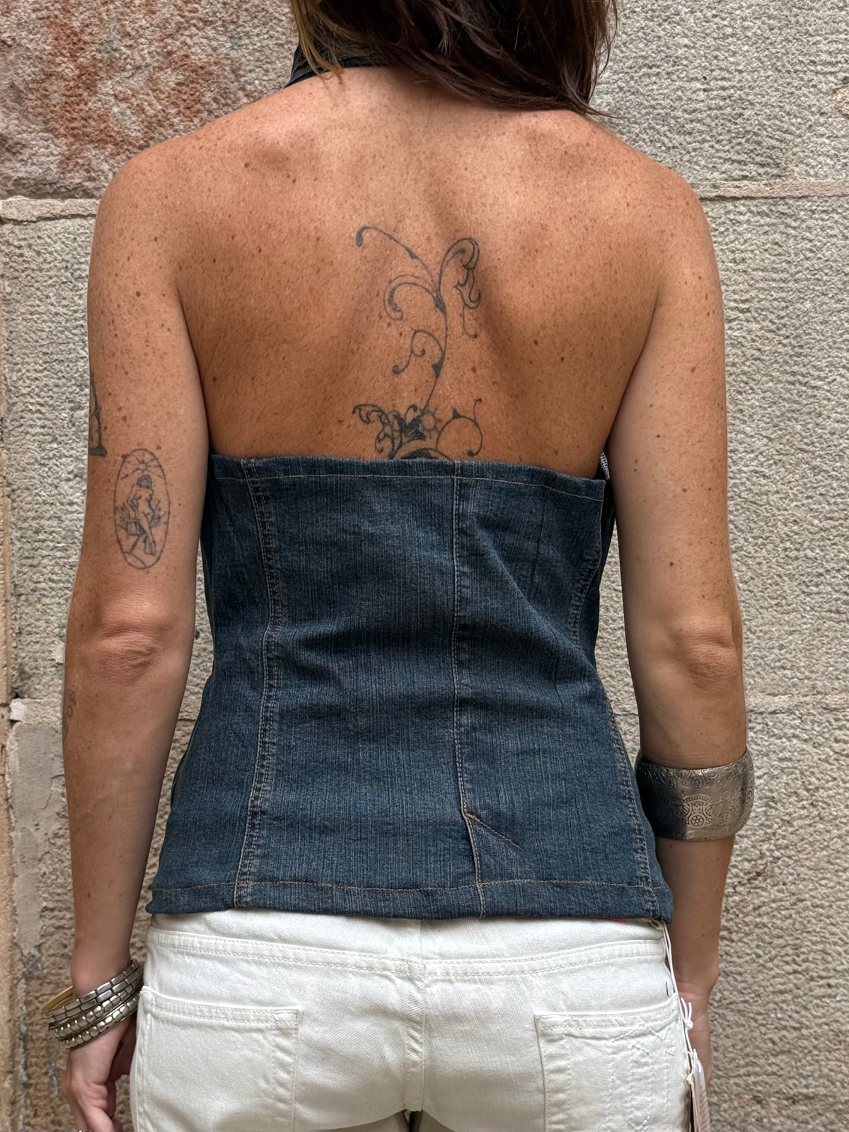 Vintage Rework Denim Halter Top