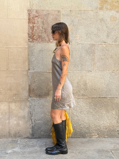 Charcoal Satin Slip Dress
