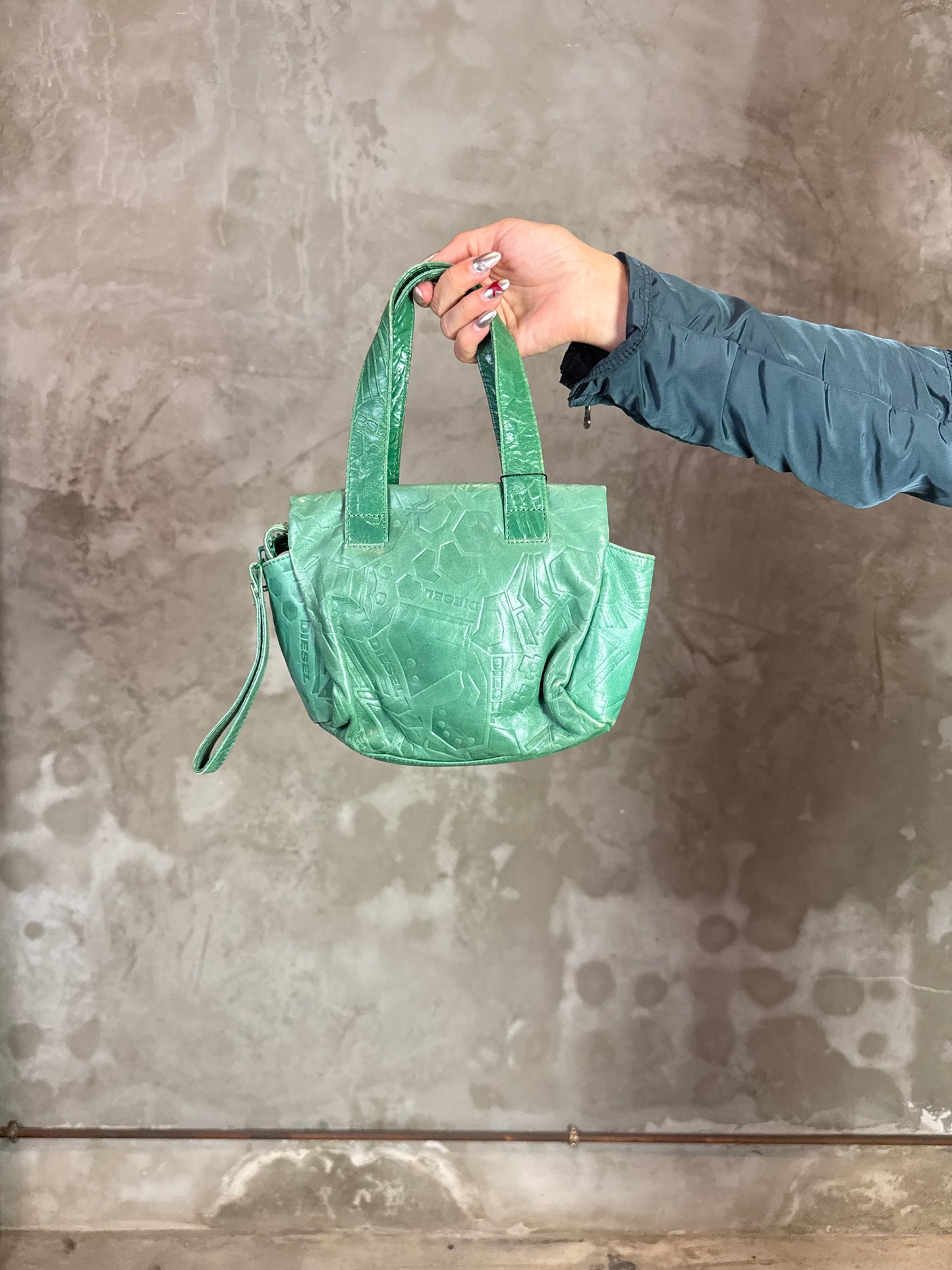 Vintage Diesel Green Leather Bag