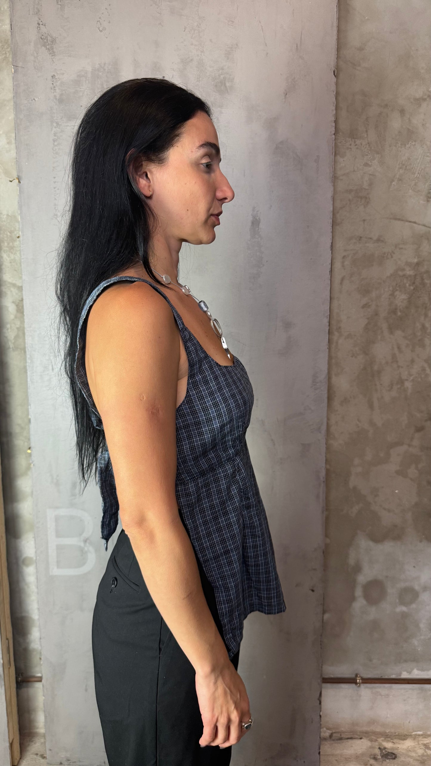 Reworked Shirt Top – Square Neck Tie Back