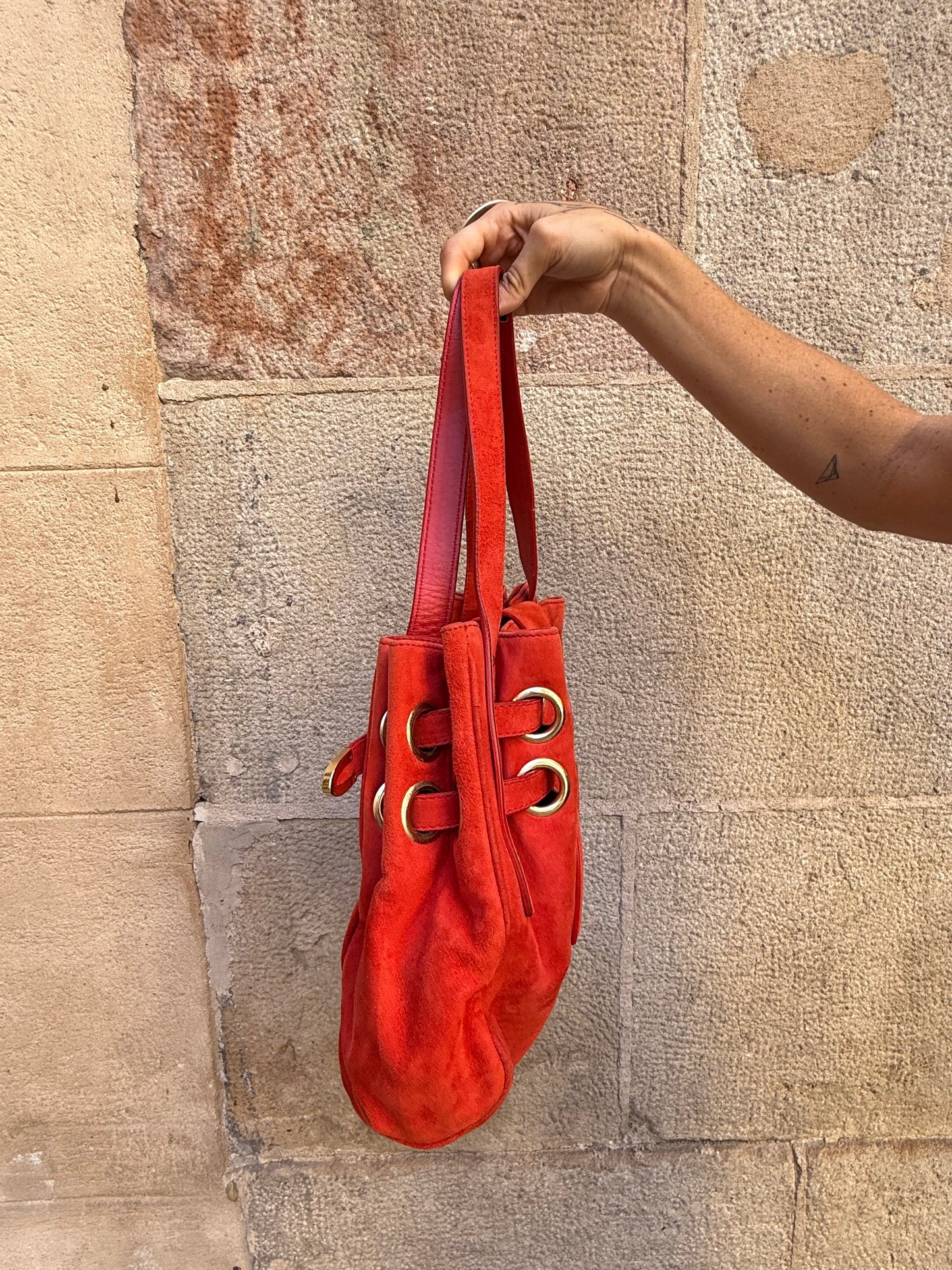 Jimmy Choo Red Suede Shoulder Bag