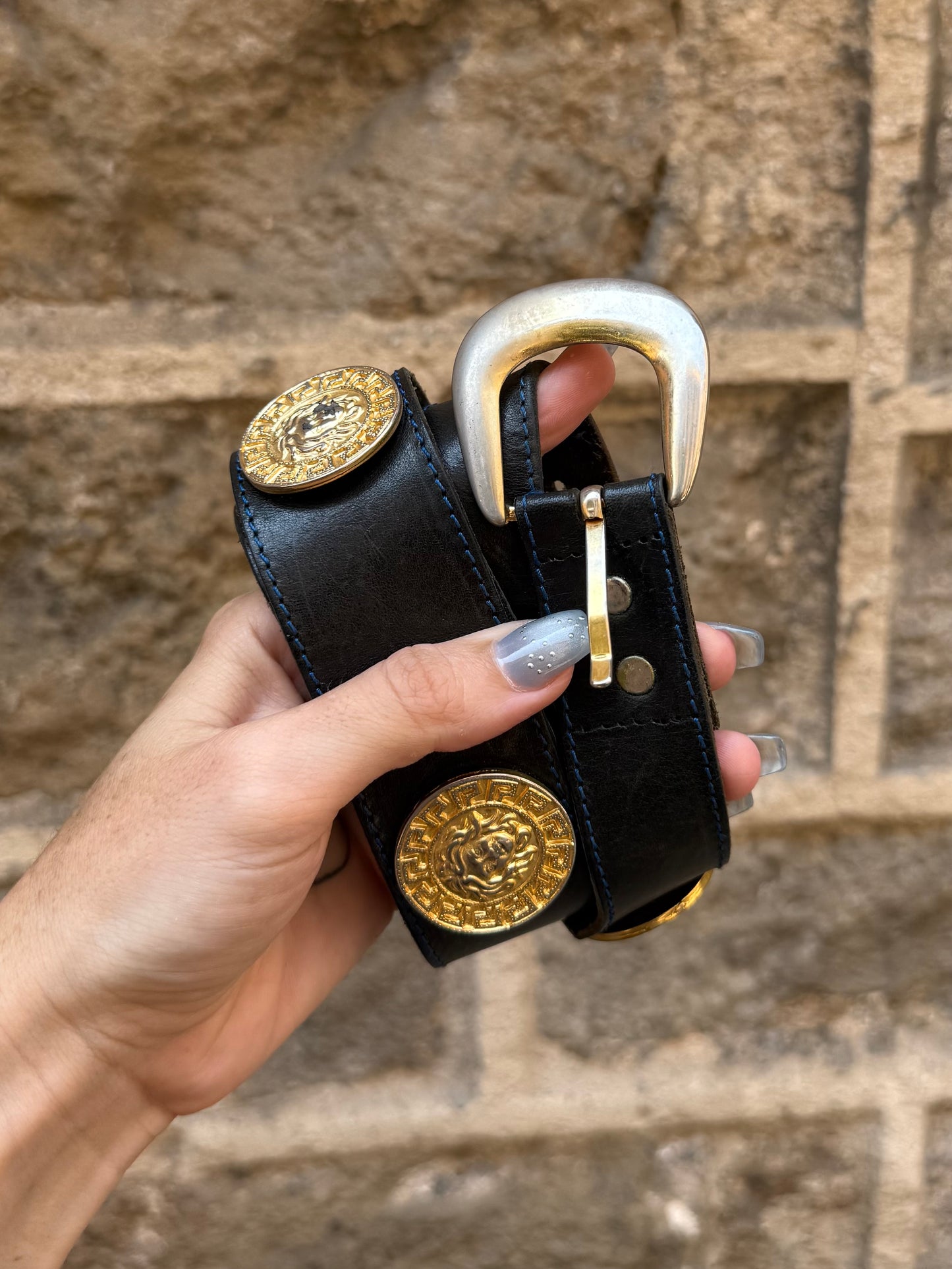 Vintage Versace Medusa Leather Belt