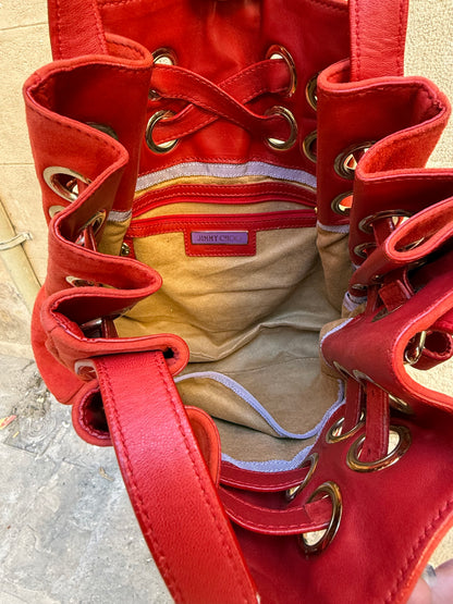 Jimmy Choo Red Suede Shoulder Bag