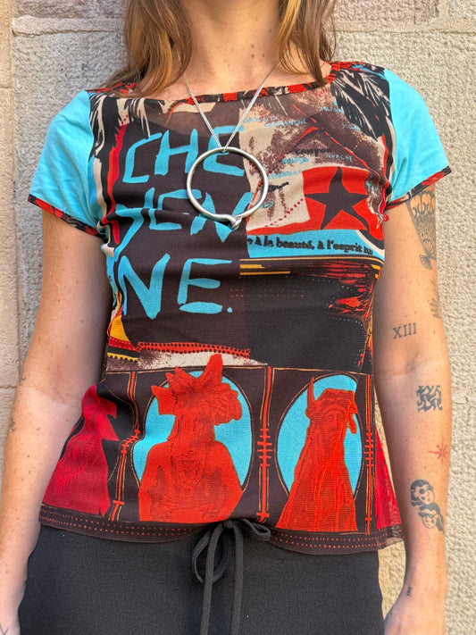 Trussardi Jeans Sheer Graphic Mesh Top