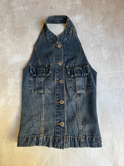 Vintage Rework Denim Halter Top