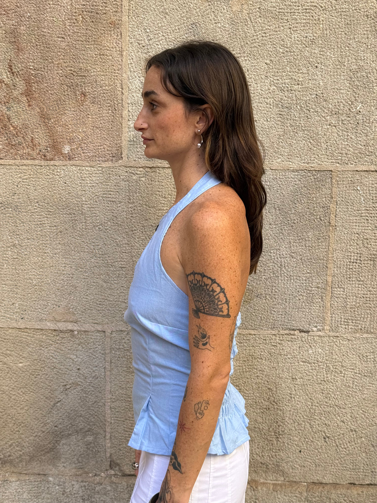 Vintage Rework Blue Halter Top