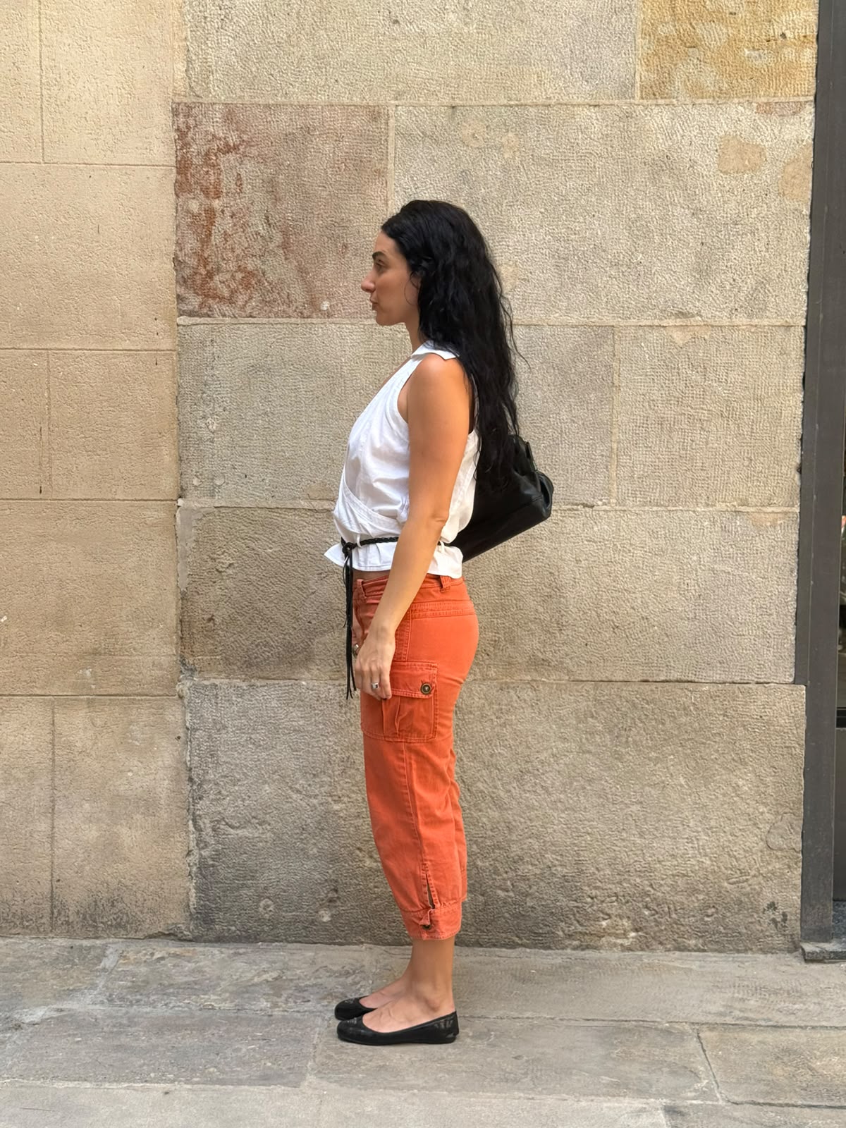 Orange Cargo Capri Pants