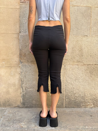 Black Capri Pants with Lace Trim