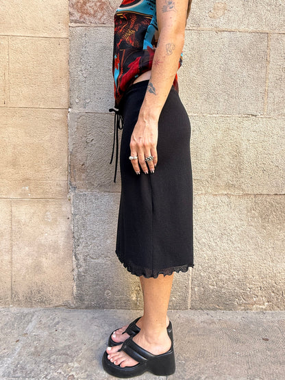 Black Knit Midi Skirt