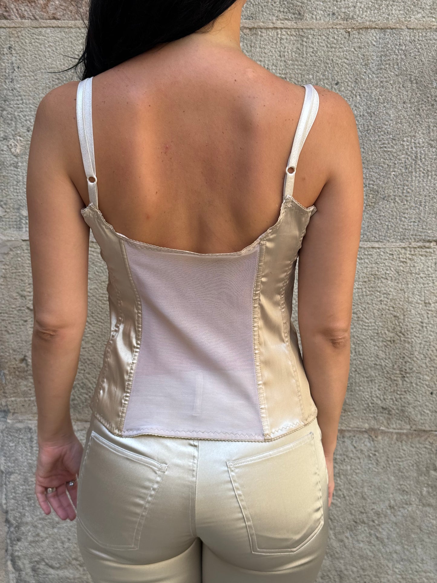 Y2K Champagne Satin Corset Cami