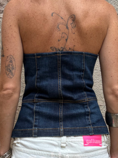 Vintage Rework Denim Halter Top