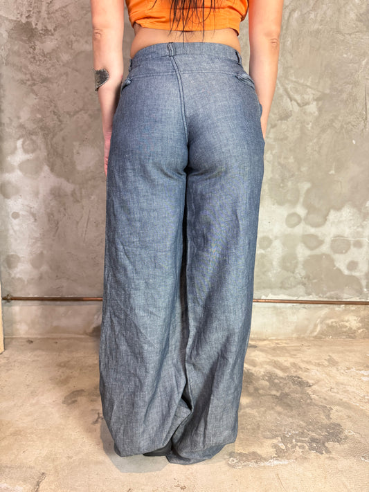 Blue Greyish Wide-Leg Jeans