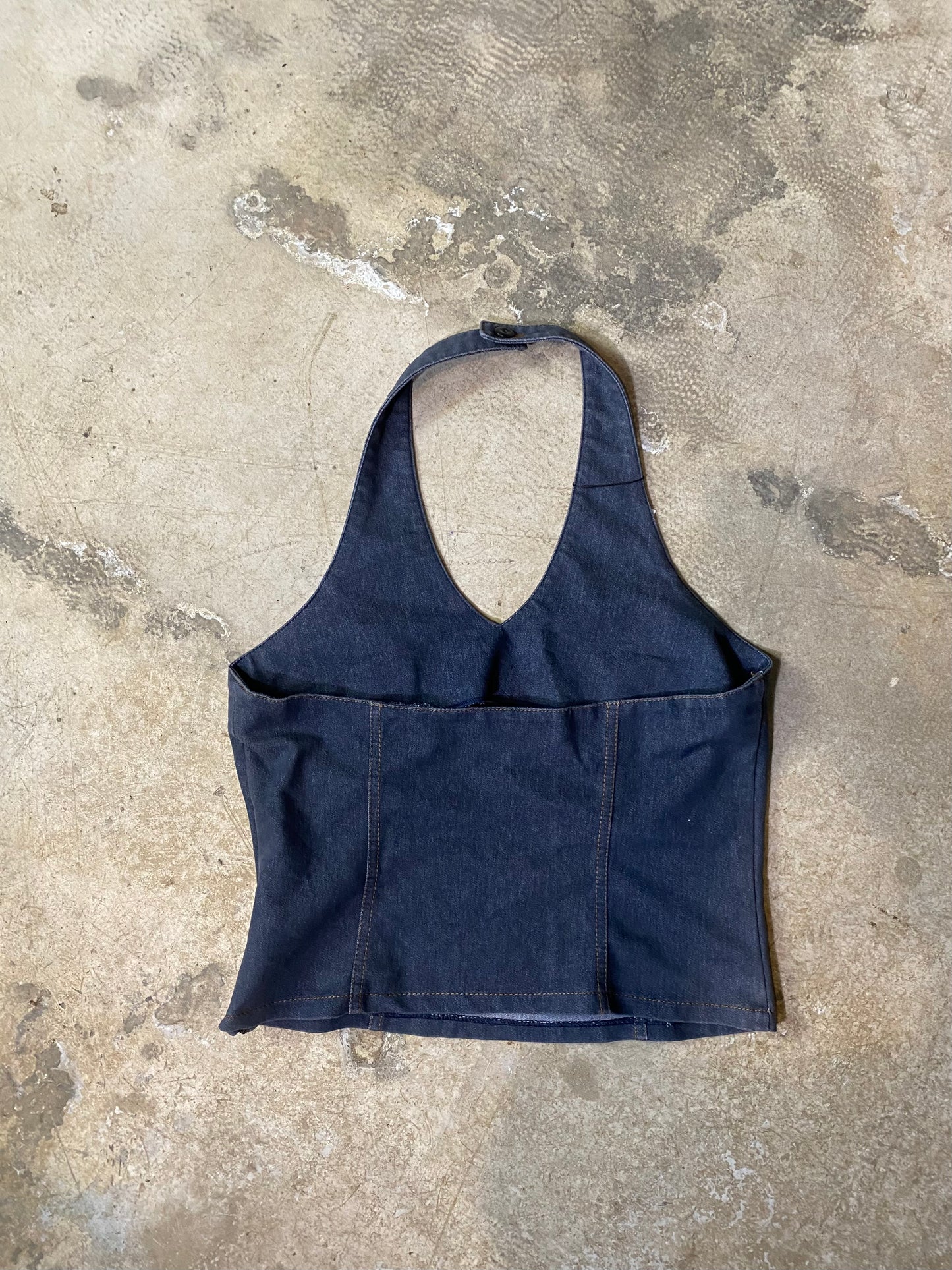 Denim Halter Top Structured Fit Side Zip