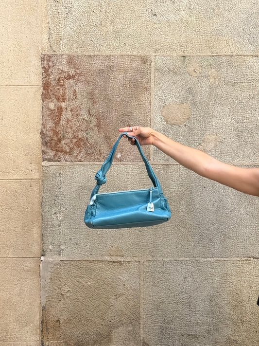 Sky Blue Leather Shoulder Bag