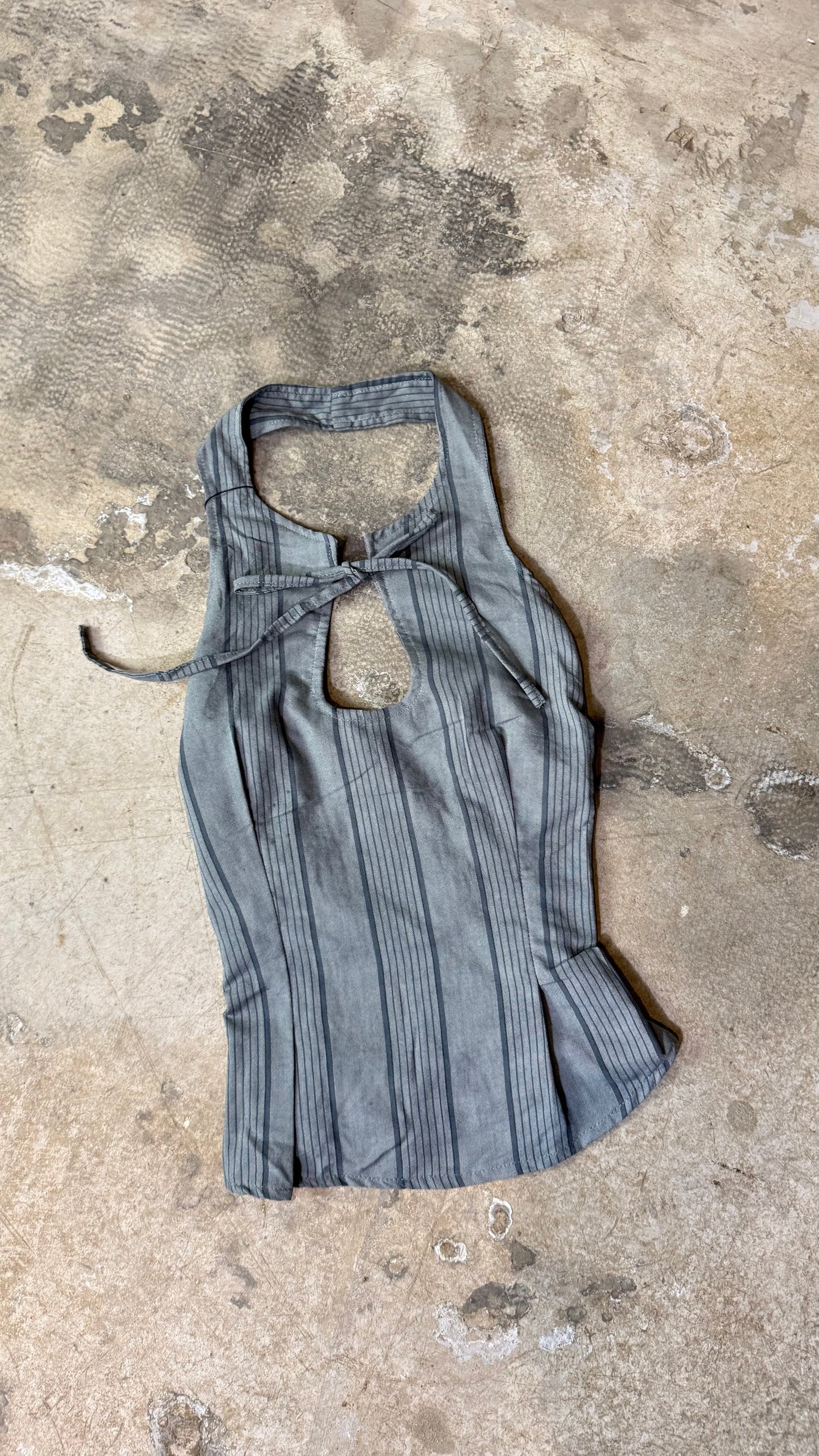 Reworked Shirt Halter Top – Soft Tie Front