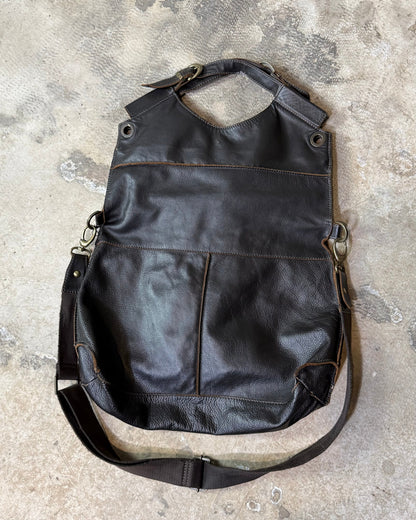 Vintage Black Leather Convertible Maxi Bag