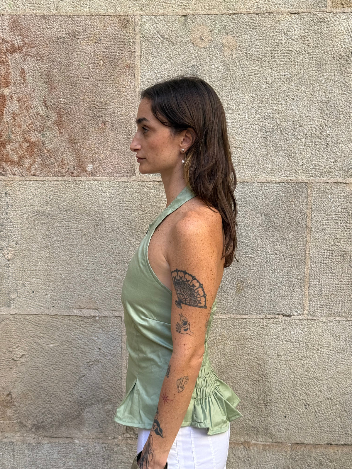 Vintage Rework Green Halter Top