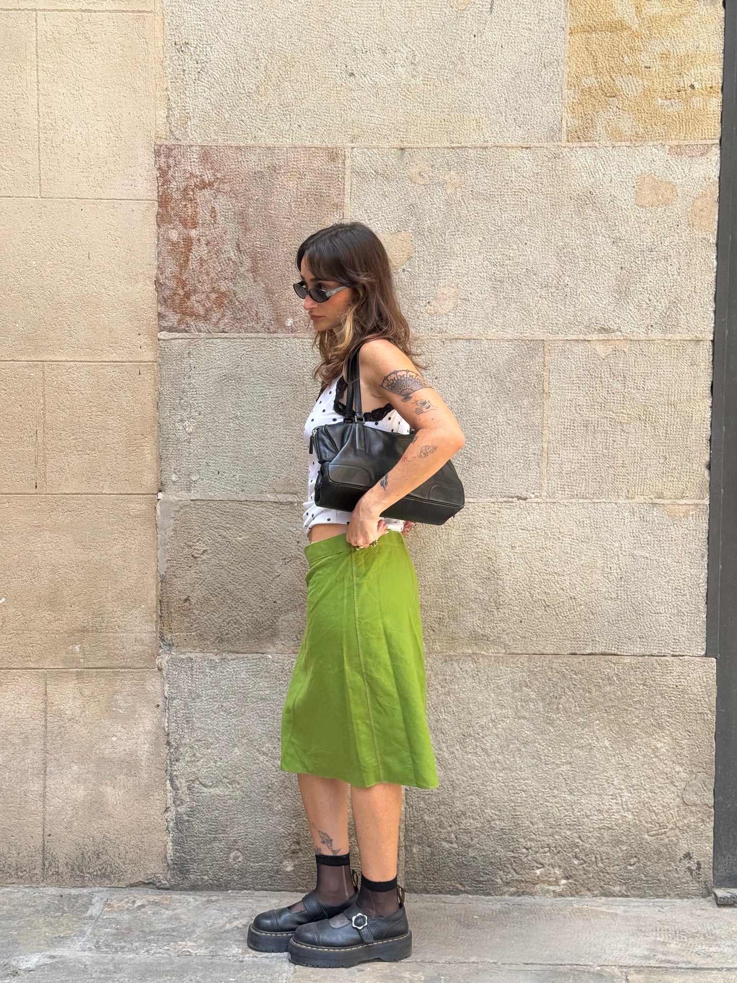 Green Wool Midi Skirt