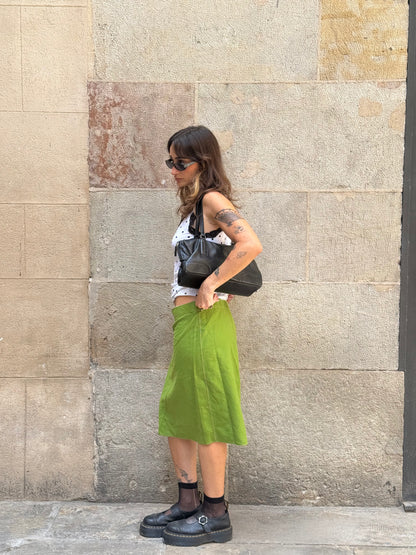 Green Wool Midi Skirt