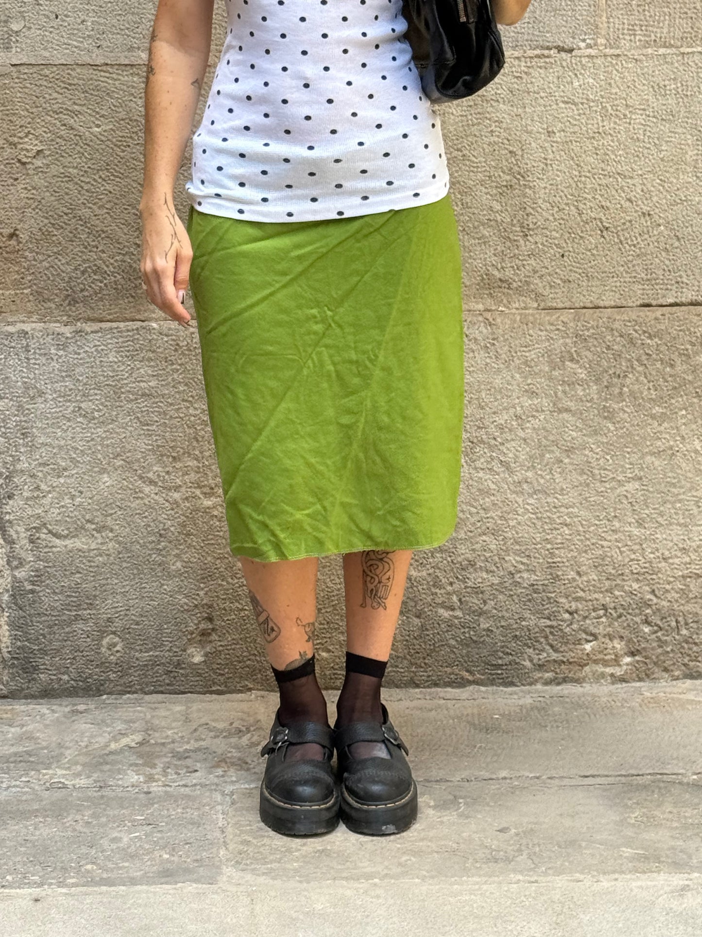 Green Wool Midi Skirt