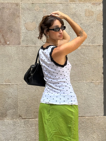 Polka Dot Lace Tank Top