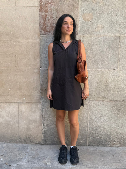 Black Hooded Mini Dress