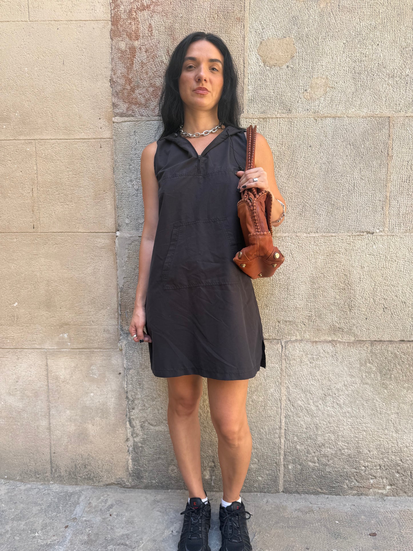 Black Hooded Mini Dress