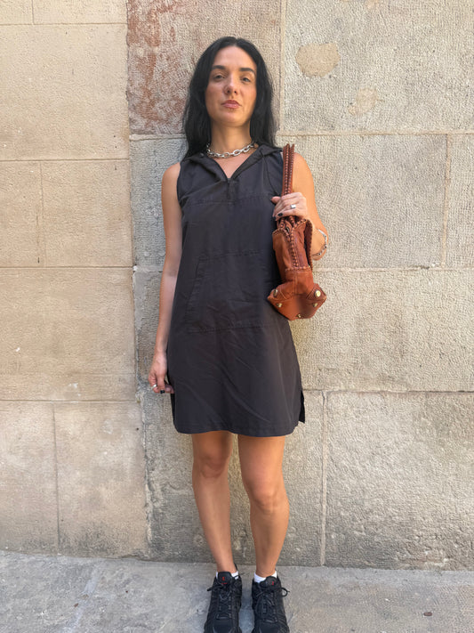 Black Hooded Mini Dress