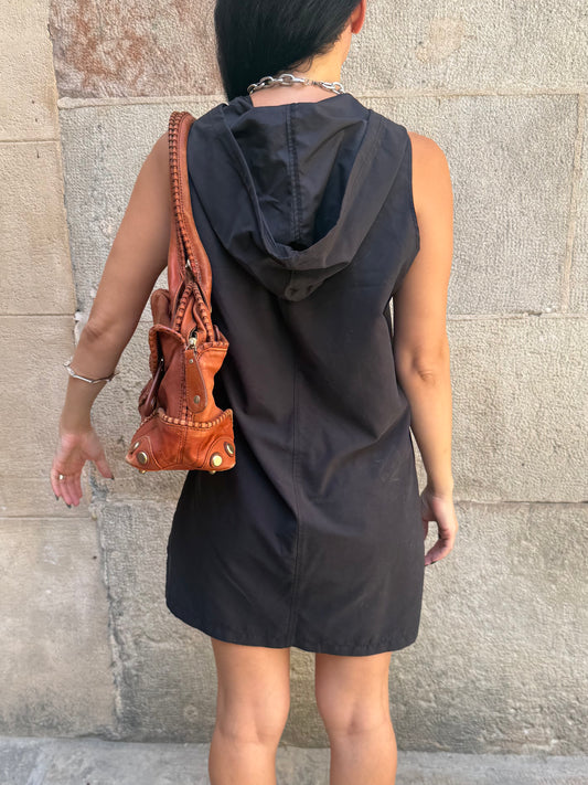 Black Hooded Mini Dress