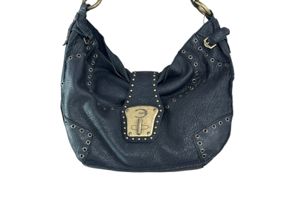 Just Cavalli Studded Leather Shoulder Bag with Gold Hardware